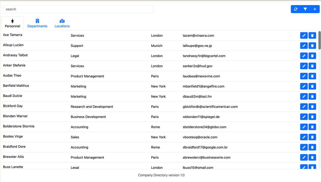 Company Directory V1 screenshot